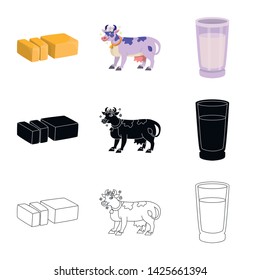 Isolated object of creamy and product symbol. Collection of creamy and farm stock symbol for web.