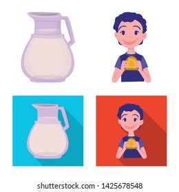 Isolated object of creamy and product symbol. Set of creamy and farm stock symbol for web.