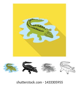 Isolated object of crocodile and alligator icon. Collection of crocodile and cute stock symbol for web.