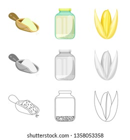 Isolated object of crop and ecological icon. Collection of crop and cooking vector icon for stock.