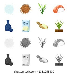 Isolated object of crop and ecological icon. Set of crop and cooking vector icon for stock.