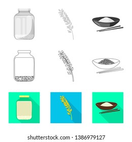 Isolated object of crop and ecological icon. Collection of crop and cooking vector icon for stock.