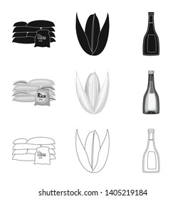 Isolated object of crop and ecological icon. Set of crop and cooking stock vector illustration.