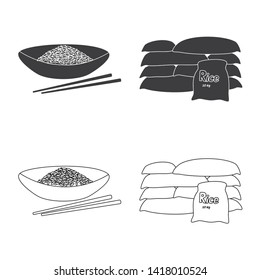 Isolated object of crop and ecological icon. Set of crop and cooking stock symbol for web.