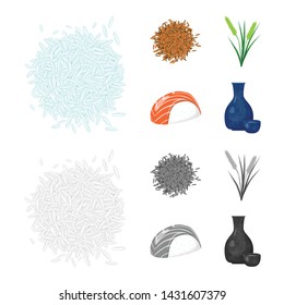 Isolated object of crop and ecological icon. Set of crop and cooking stock vector illustration.