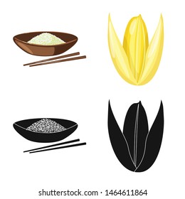 Isolated object of crop and ecological icon. Set of crop and cooking stock symbol for web.