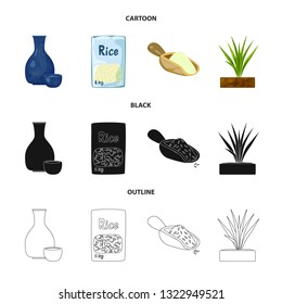 Isolated object of crop and ecological logo. Set of crop and cooking vector icon for stock.
