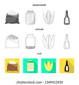 Isolated object of crop and ecological logo. Collection of crop and cooking stock vector illustration.