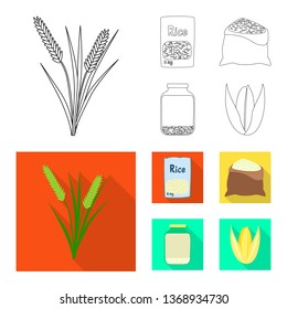 Isolated object of crop and ecological logo. Set of crop and cooking vector icon for stock.