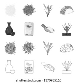 Isolated object of crop and ecological logo. Set of crop and cooking vector icon for stock.