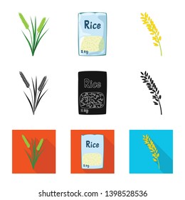 Isolated object of crop and ecological logo. Set of crop and cooking stock symbol for web.