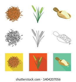 Isolated object of crop and ecological logo. Set of crop and cooking stock vector illustration.