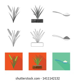 Isolated object of crop and ecological logo. Set of crop and cooking stock symbol for web.