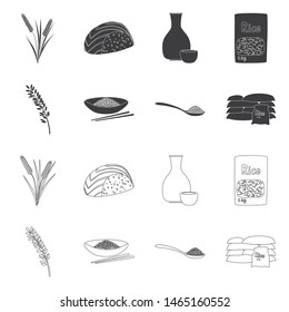 Isolated object of crop and ecological logo. Set of crop and cooking stock symbol for web.