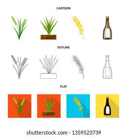 Isolated object of crop and ecological sign. Set of crop and cooking stock vector illustration.