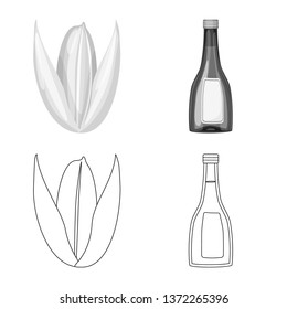 Isolated object of crop and ecological sign. Set of crop and cooking stock vector illustration.