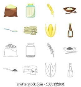 Isolated object of crop and ecological sign. Set of crop and cooking stock vector illustration.