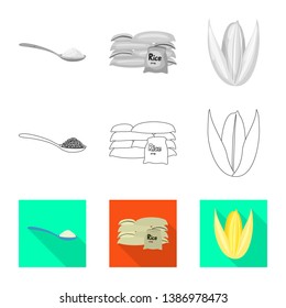 Isolated object of crop and ecological sign. Set of crop and cooking stock symbol for web.