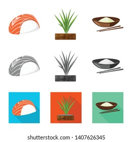Isolated object of crop and ecological sign. Set of crop and cooking stock vector illustration.