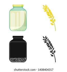 Isolated object of crop and ecological sign. Set of crop and cooking stock symbol for web.