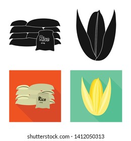 Isolated object of crop and ecological sign. Collection of crop and cooking stock symbol for web.