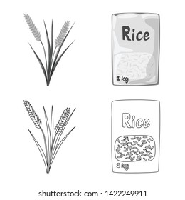 Isolated object of crop and ecological sign. Set of crop and cooking vector icon for stock.