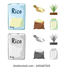 Isolated object of crop and ecological sign. Set of crop and cooking stock vector illustration.