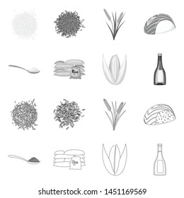 Isolated object of crop and ecological sign. Set of crop and cooking stock vector illustration.