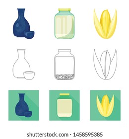 Isolated object of crop and ecological sign. Set of crop and cooking stock symbol for web.