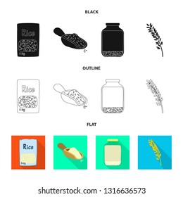 Isolated object of crop and ecological symbol. Set of crop and cooking stock vector illustration.