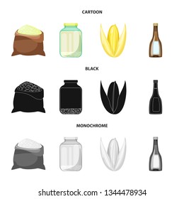 Isolated object of crop and ecological symbol. Set of crop and cooking stock symbol for web.