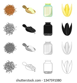 Isolated object of crop and ecological symbol. Set of crop and cooking stock symbol for web.