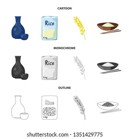 Isolated object of crop and ecological symbol. Set of crop and cooking stock vector illustration.