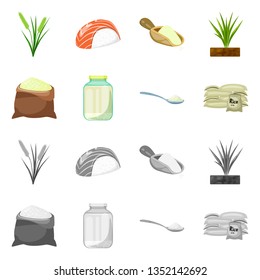 Isolated object of crop and ecological symbol. Set of crop and cooking stock symbol for web.