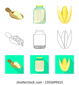 Isolated object of crop and ecological symbol. Collection of crop and cooking stock vector illustration.