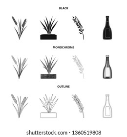 Isolated object of crop and ecological symbol. Collection of crop and cooking stock symbol for web.