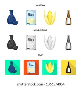 Isolated object of crop and ecological symbol. Set of crop and cooking stock vector illustration.