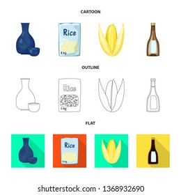 Isolated object of crop and ecological symbol. Set of crop and cooking vector icon for stock.