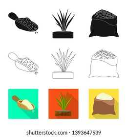 Isolated object of crop and ecological symbol. Set of crop and cooking stock symbol for web.