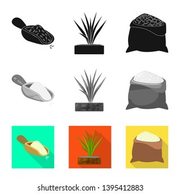 Isolated object of crop and ecological symbol. Set of crop and cooking stock symbol for web.