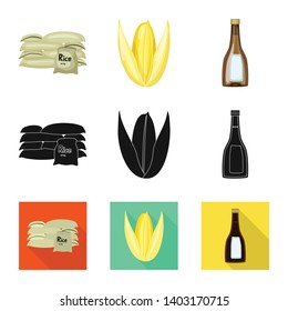 Isolated object of crop and ecological symbol. Set of crop and cooking vector icon for stock.
