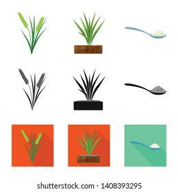 Isolated object of crop and ecological symbol. Set of crop and cooking stock vector illustration.