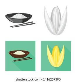 Isolated object of crop and ecological symbol. Collection of crop and cooking stock symbol for web.