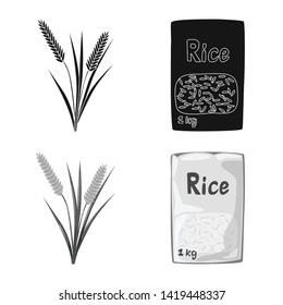 Isolated object of crop and ecological symbol. Collection of crop and cooking stock vector illustration.