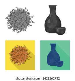 Isolated object of crop and ecological symbol. Set of crop and cooking stock symbol for web.