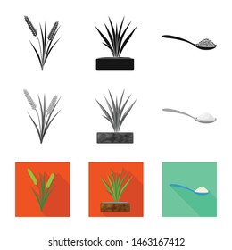 Isolated object of crop and ecological symbol. Collection of crop and cooking vector icon for stock.