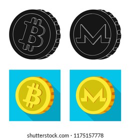 Isolated object of cryptocurrency and coin icon. Collection of cryptocurrency and crypto vector icon for stock.