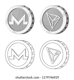 Isolated object of cryptocurrency and coin icon. Set of cryptocurrency and crypto vector icon for stock.