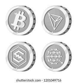 Isolated object of cryptocurrency and coin icon. Collection of cryptocurrency and crypto stock symbol for web.