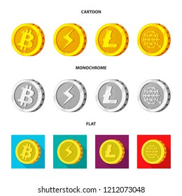 Isolated object of cryptocurrency and coin icon. Set of cryptocurrency and crypto vector icon for stock.